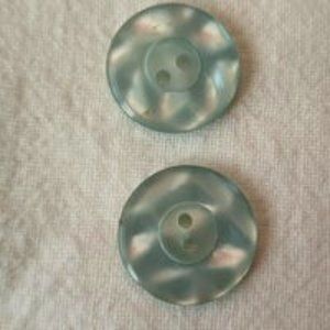 2 iridescent turquoise buttons vintage